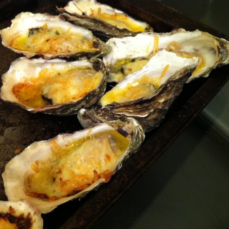 Oysters and Melted Cheese